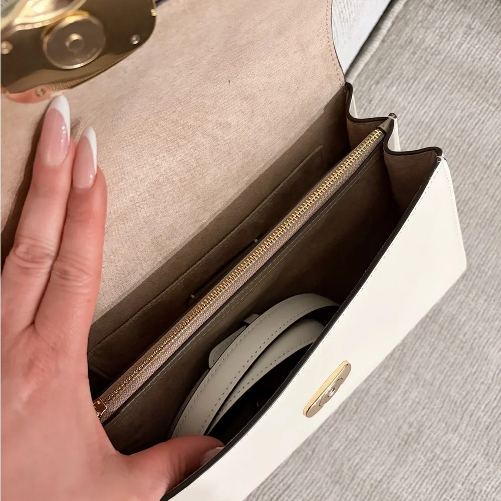 Coach Cream Leather Top-Handle Satchel with Gold Hardware - Picture 2 of 3